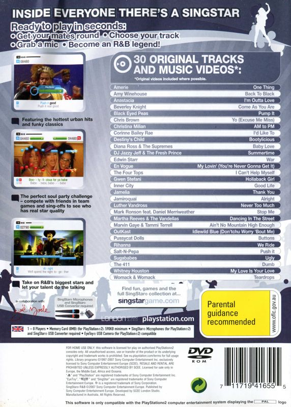 SingStar: R&B Cover Or Packaging Material - MobyGames