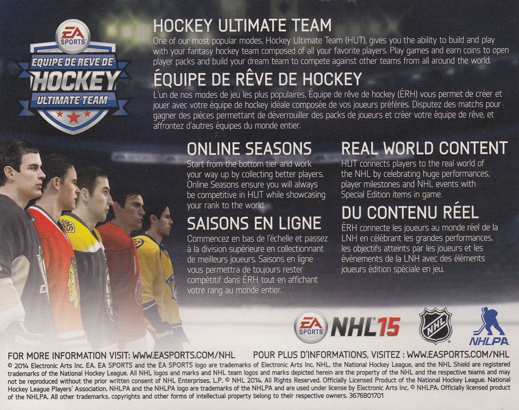 Advertisement for NHL 15 (PlayStation 3): EA Sports Hockey Ultimate Team