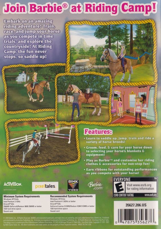 Back Cover for Barbie Horse Adventures: Riding Camp (Windows)