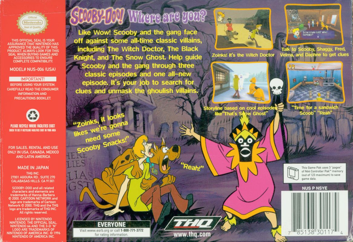 Back Cover for Scooby-Doo!: Classic Creep Capers (Nintendo 64) (Black Cart)