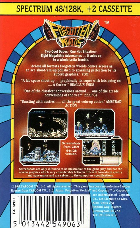 Back Cover for Forgotten Worlds (ZX Spectrum) (Budget re-release)