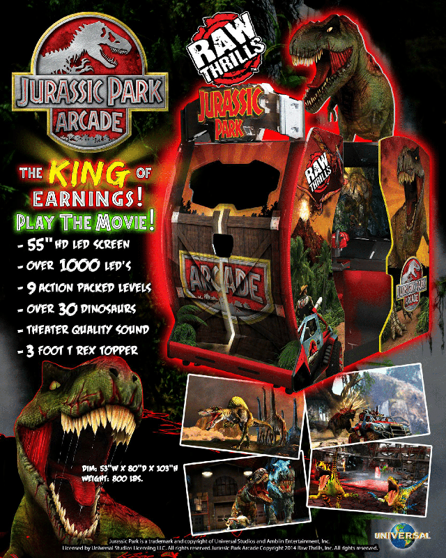 Front Cover for Jurassic Park: Arcade (Arcade) (From bandainamco-am.co.jp)
