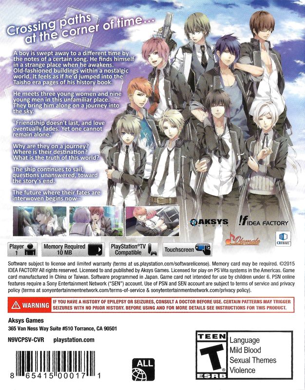 Back Cover for Norn9: Var Commons (PS Vita)