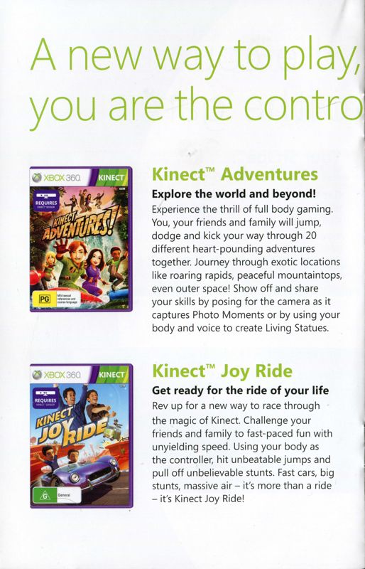 Extras for Kinect Joy Ride (Xbox 360): Kinect catalogue - inside left