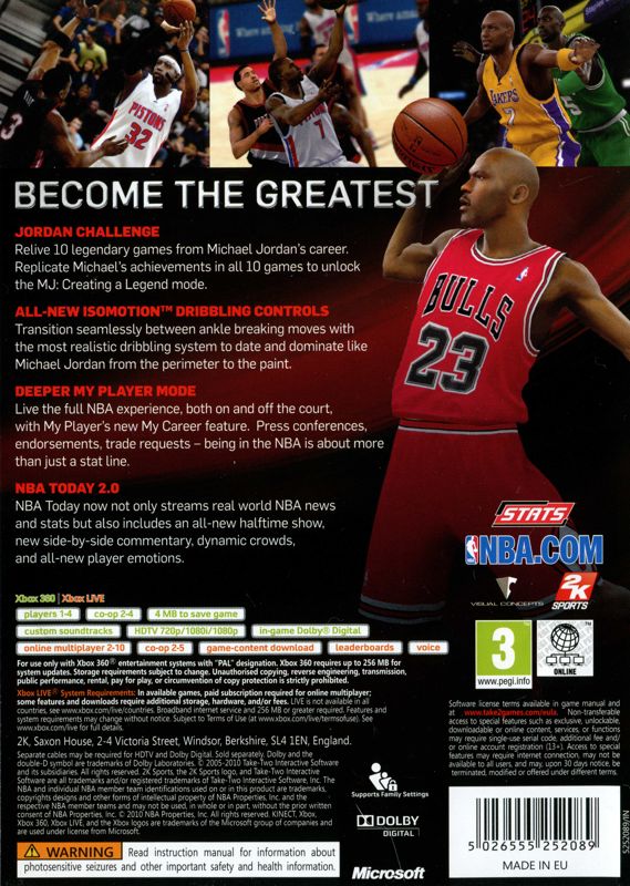 Back Cover for NBA 2K11 (Xbox 360)