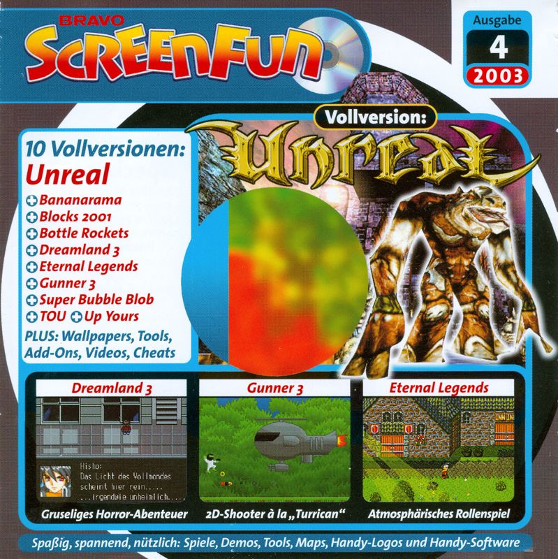 Front Cover for Unreal (Windows) (Bravo Screenfun 04/2003 Covermount)