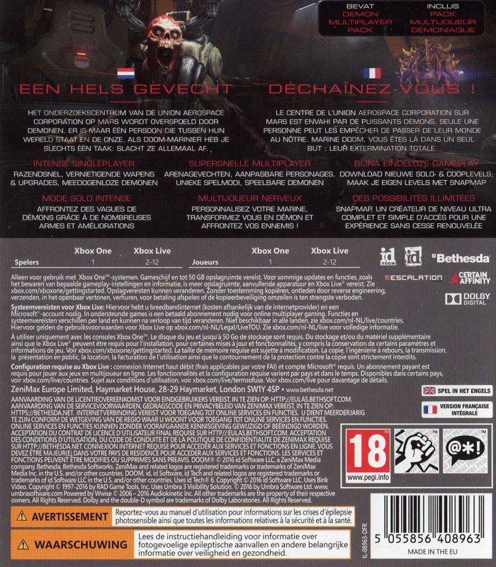 Other for Doom (UAC Pack) (Xbox One): Keep Case - back