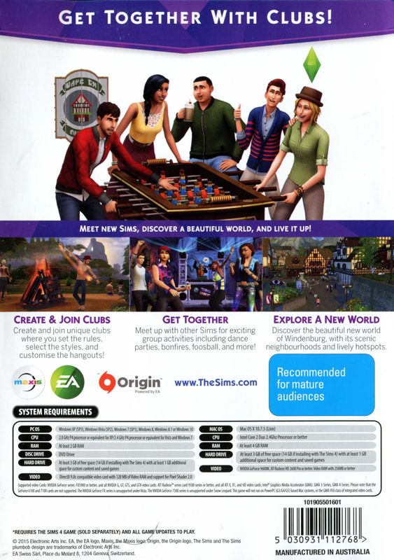 Back Cover for The Sims 4: Get Together (Windows)