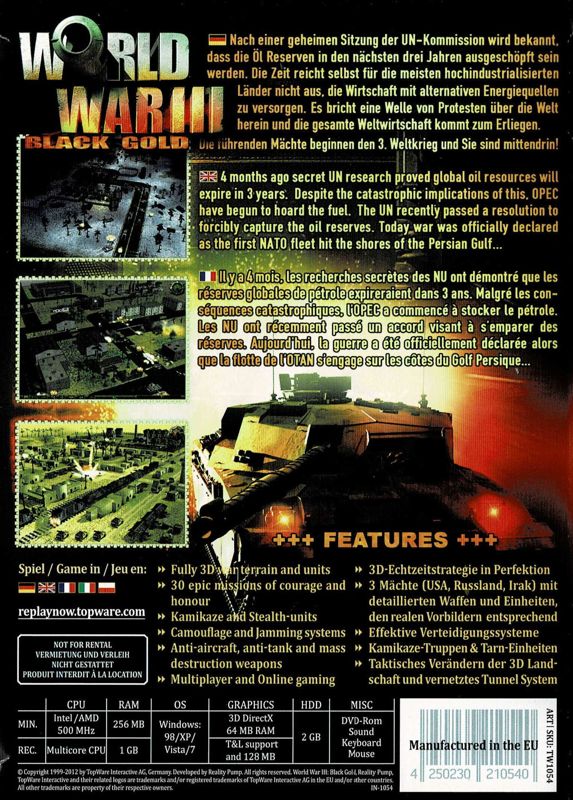 Inside Cover for World War III: Black Gold (Windows) (Replay Now release): Right Inlay