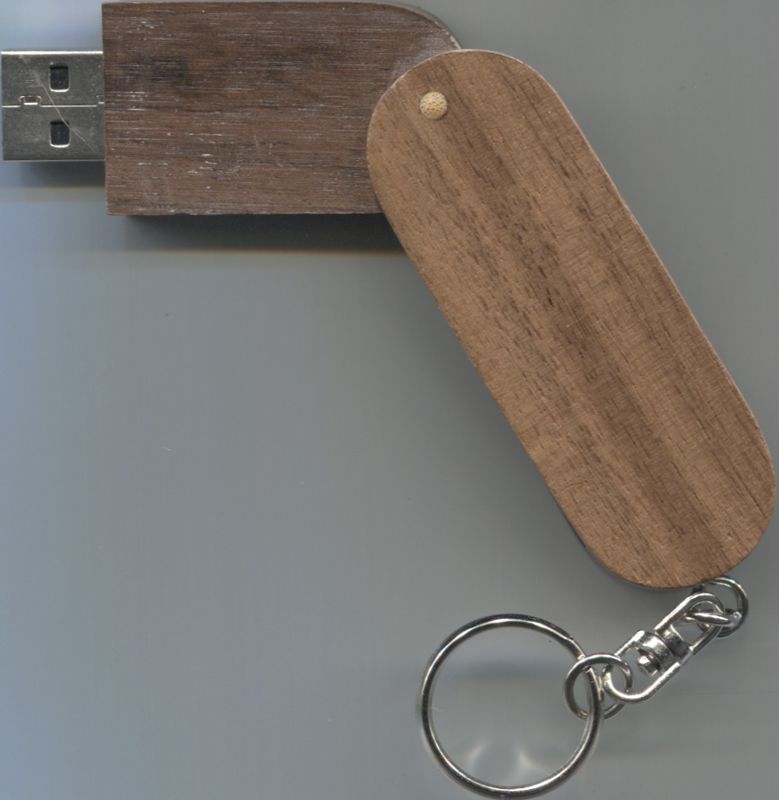 Media for Nelson and the Magic Cauldron (Linux and Macintosh and Windows): Wooden USB flash drive (expanded)