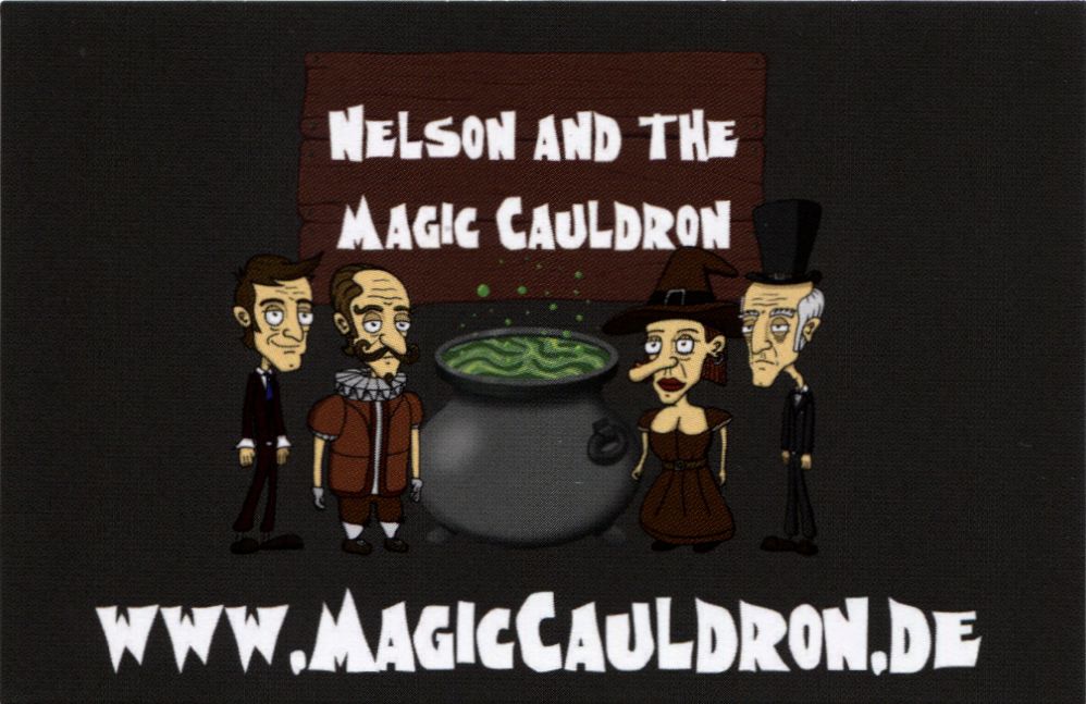 Advertisement for Nelson and the Magic Cauldron (Linux and Macintosh and Windows): Business Card - Front