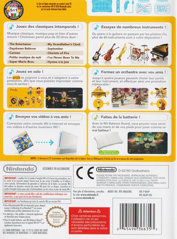 Other for Wii Music (Wii): Keep Case - Back