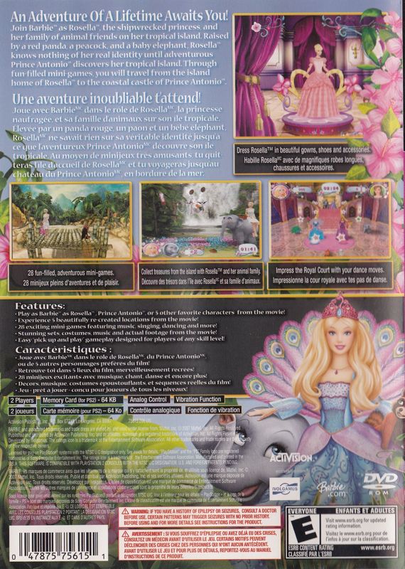 Back Cover for Barbie as the Island Princess (PlayStation 2)