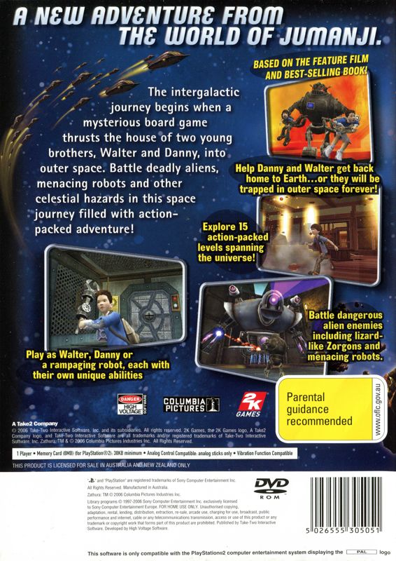 Back Cover for Zathura (PlayStation 2)
