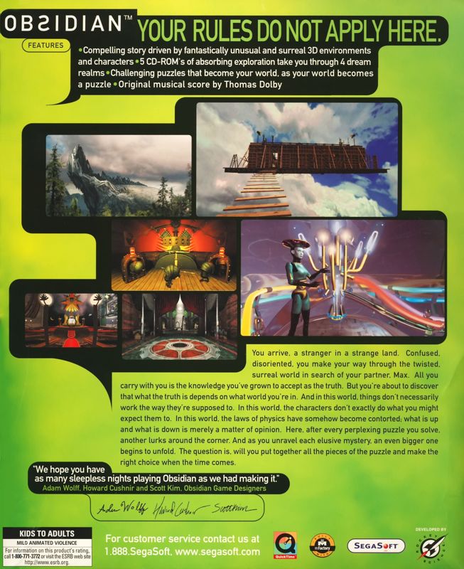 Back Cover for Obsidian (Macintosh)