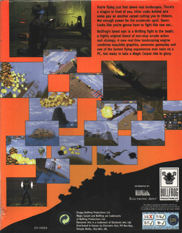 Back Cover for Magic Carpet (DOS) (3.5" Disk release)