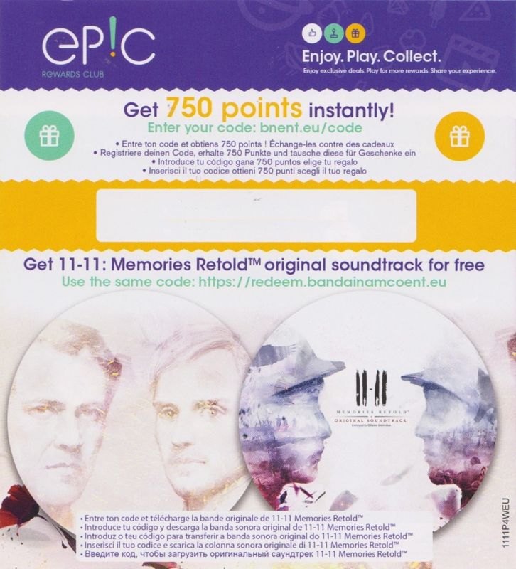 Soundtrack for 11-11: Memories Retold (PlayStation 4): Digital Download Flyer