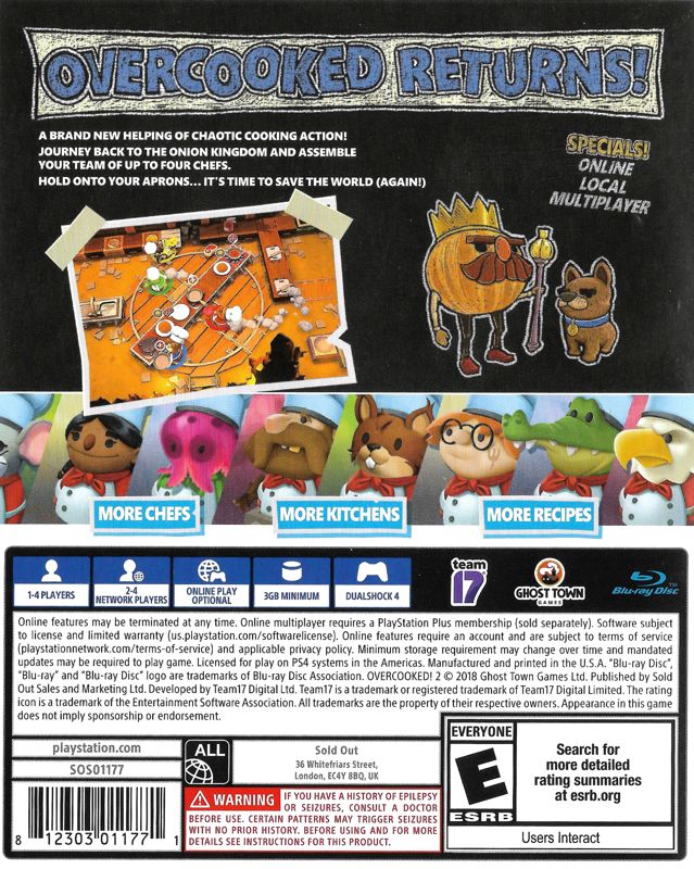 Back Cover for Overcooked! 2 (PlayStation 4)