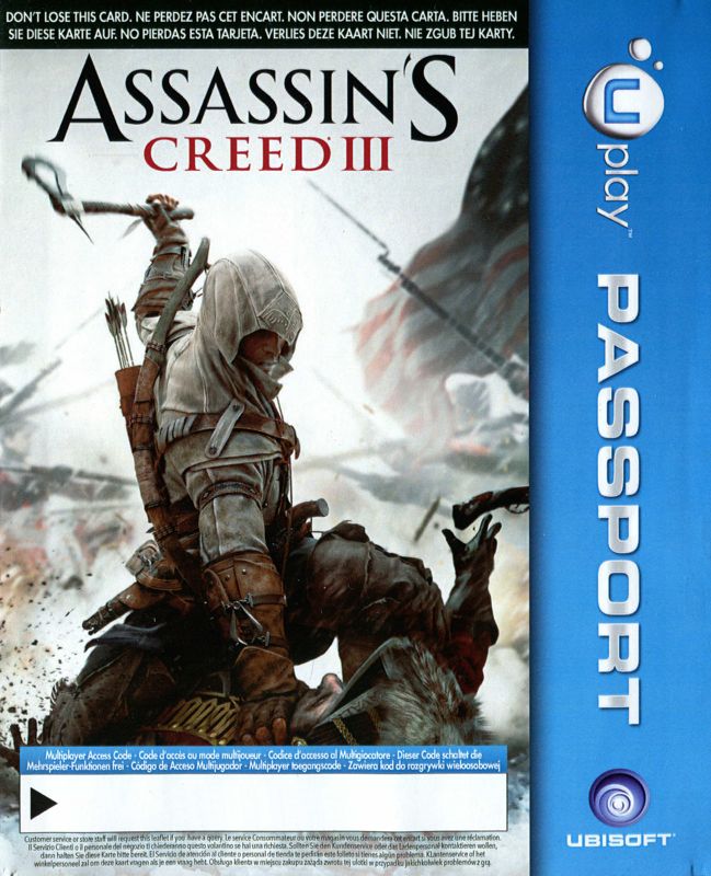Extras for Assassin's Creed III (Special Edition) (PlayStation 3): Passport flyer - front