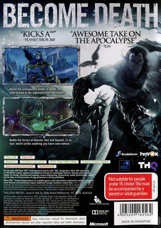 Back Cover for Darksiders II (Xbox 360)