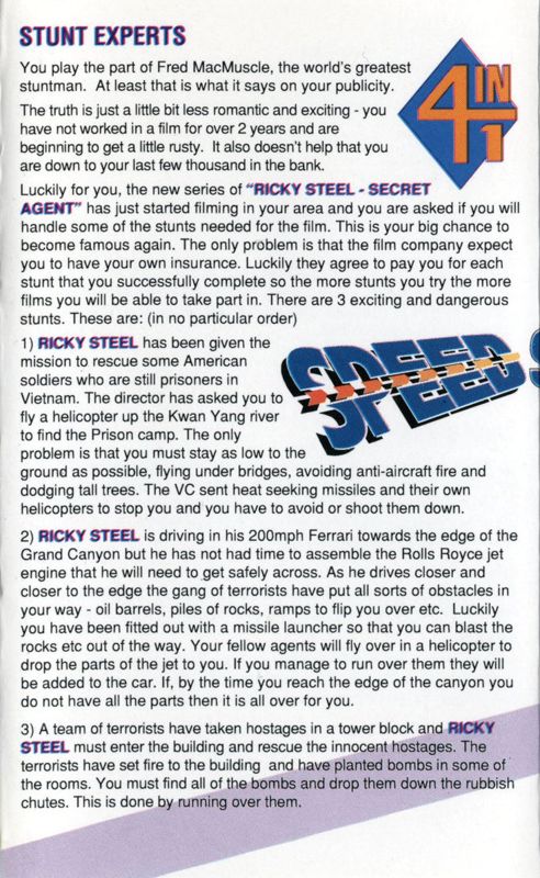 Inside Cover for 4 Most Speedstunts (ZX Spectrum)
