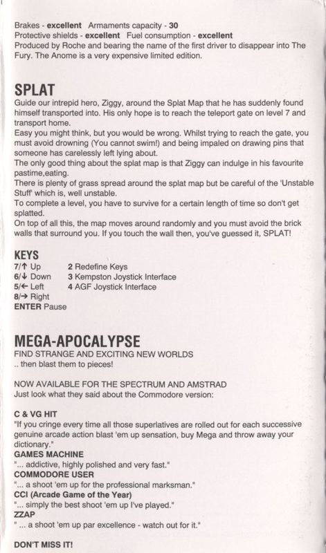 Inside Cover for 4 Most Thrillers (ZX Spectrum)
