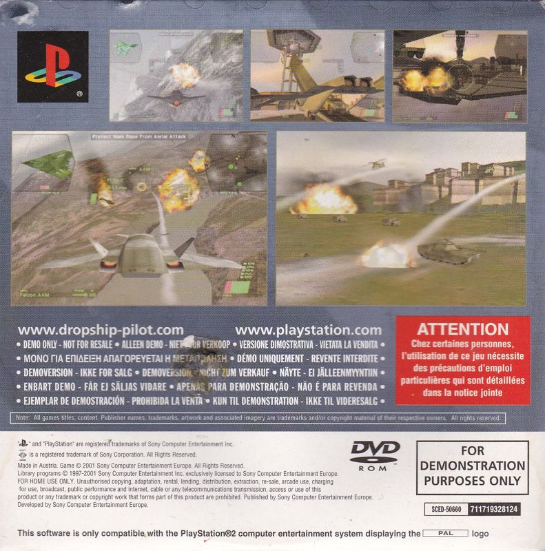 Back Cover for Dropship: United Peace Force (PlayStation 2) (Promotional Demo Release)