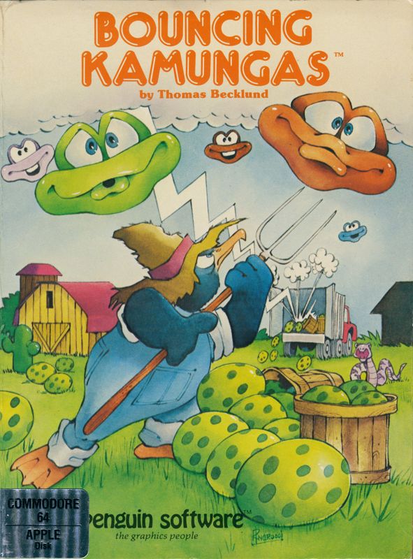 Front Cover for Bouncing Kamungas (Apple II and Commodore 64) (slipcase box)