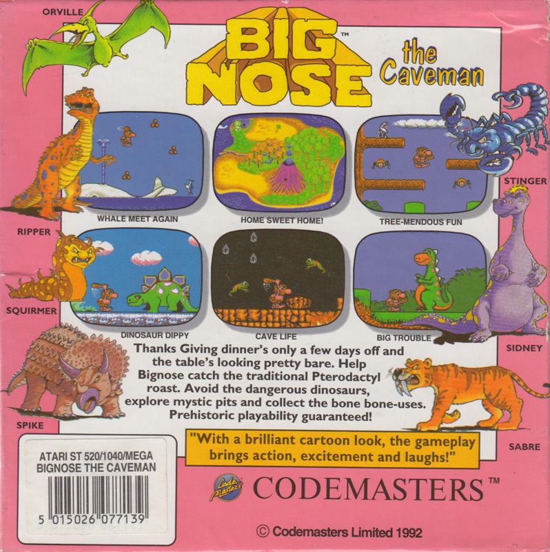 Back Cover for Big Nose the Caveman (Atari ST)
