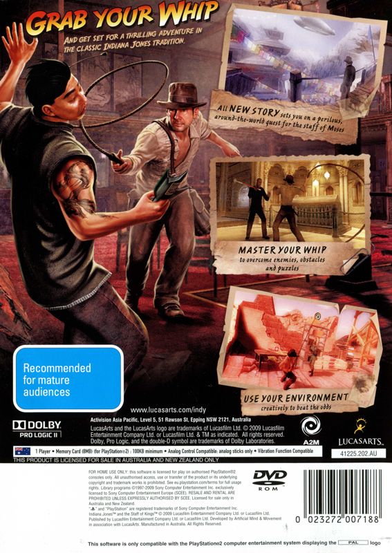 Back Cover for Indiana Jones and the Staff of Kings (PlayStation 2)