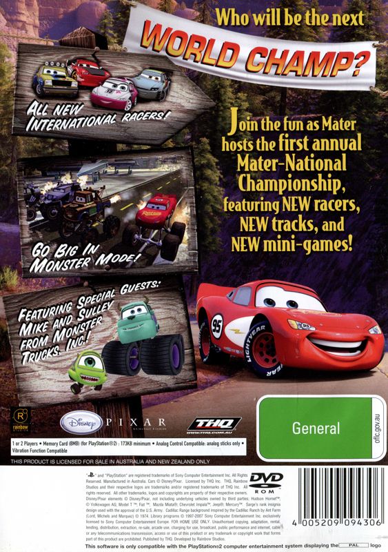 Back Cover for Disney•Pixar Cars: Mater-National Championship (PlayStation 2)