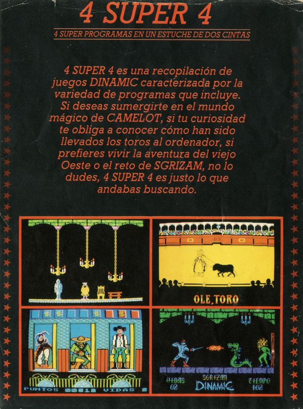 Inside Cover for 4 Super 4 (ZX Spectrum)