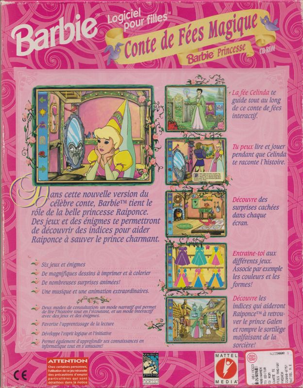 Back Cover for Magic Fairy Tales: Barbie as Rapunzel (Macintosh and Windows and Windows 3.x)