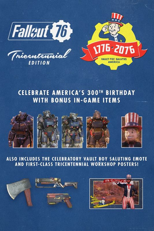 Fallout 76: Tricentennial Pack cover or packaging material - MobyGames