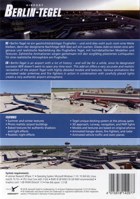 Back Cover for X-Plane 11: Airport Berlin-Tegel (Linux and Macintosh and Windows)