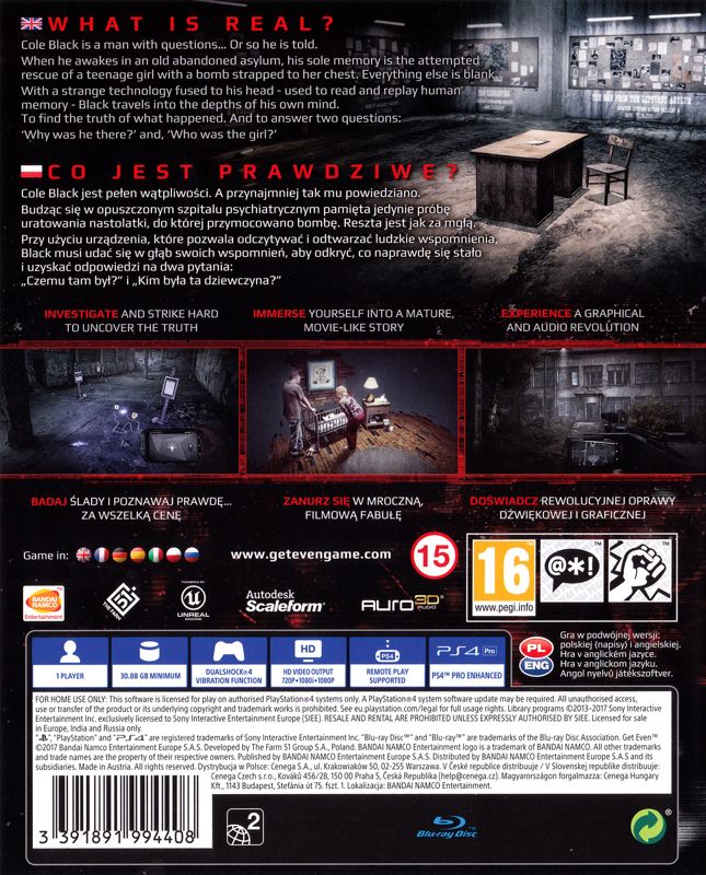 Back Cover for Get Even (PlayStation 4)