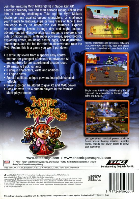 Back Cover for Myth Makers: Super Kart GP (PlayStation 2)