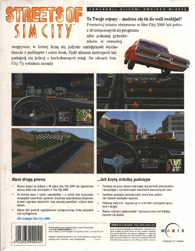 Back Cover for Streets of SimCity (Windows)