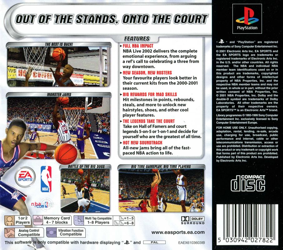 Back Cover for NBA Live 2002 (PlayStation) (Scandinavian release)