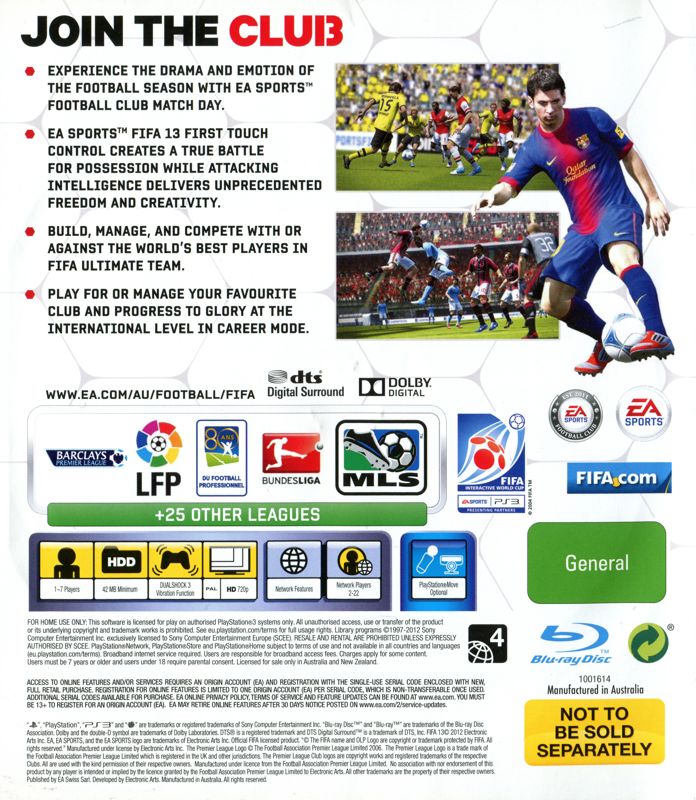 Other for FIFA Soccer 13 (PlayStation 3) (Bundled release): Keep case - back
