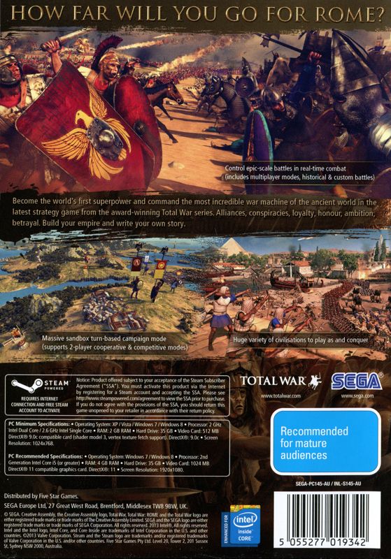 Back Cover for Total War: Rome II (Windows)