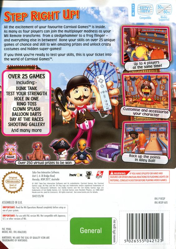 Back Cover for Carnival Games (Wii)