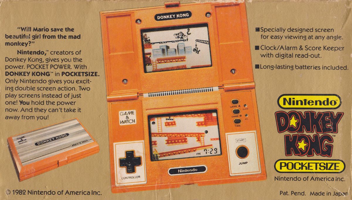 Back Cover for Game & Watch Multi Screen: Donkey Kong (Dedicated handheld): Donkey Kong - Pocketsize Version 2 - Back