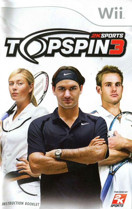 Manual for Top Spin 3 (Wii): Front