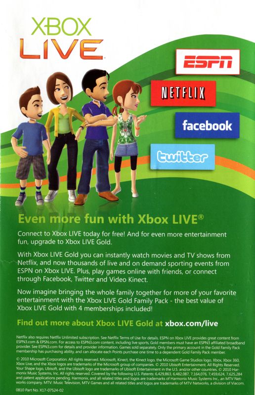 Advertisement for Kinect Adventures! (Xbox 360) (Bundled with the Kinect peripheral): Back