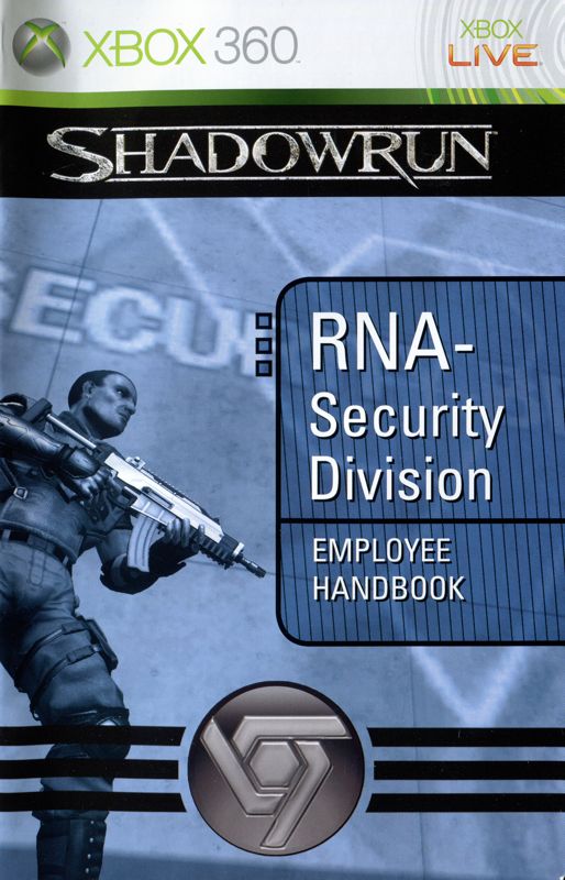 Manual for Shadowrun (Xbox 360): Front