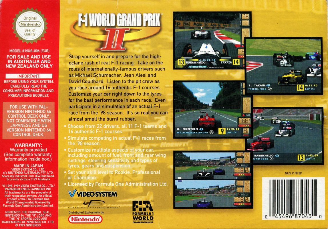 Back Cover for F-1 World Grand Prix II (Nintendo 64)