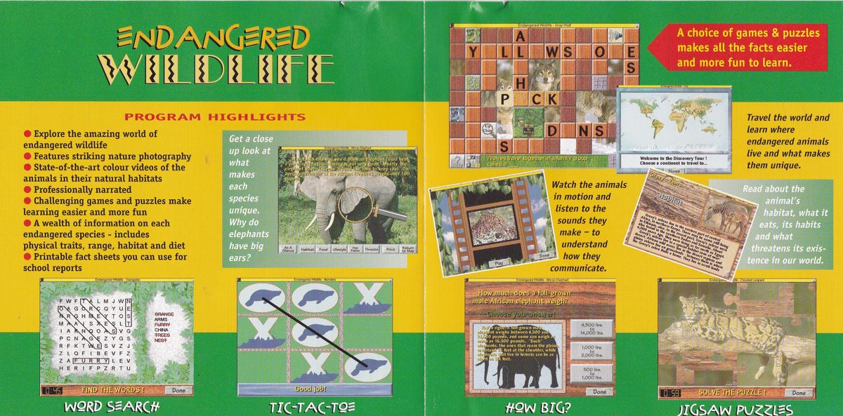 Other for David Bellamy's Endangered Wildlife (Windows 3.x): Jewel Case: Front Cover Foldout - Inside