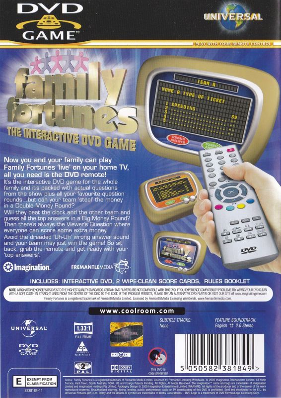 Back Cover for Family Fortunes: The Interactive TV Game (DVD Player)