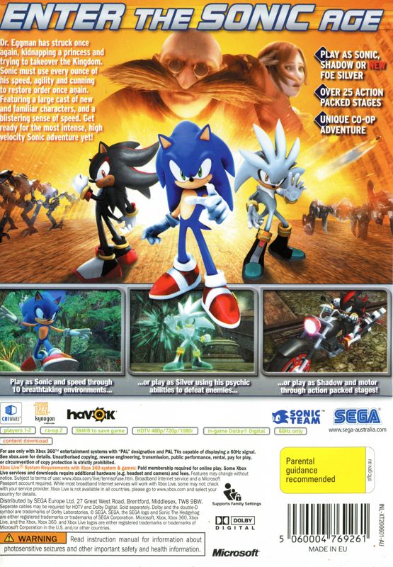 Sonic: Unleashed cover or packaging material - MobyGames